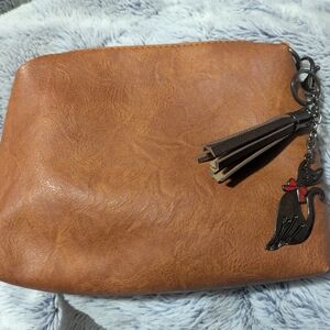 Source Unknown Brown Bag with Cat Charm